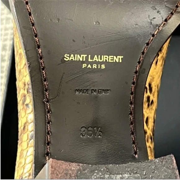 SAINT LAURENT Wyatt Python Snake Embossed Chelsea Boots Size36.5 Tan Brown